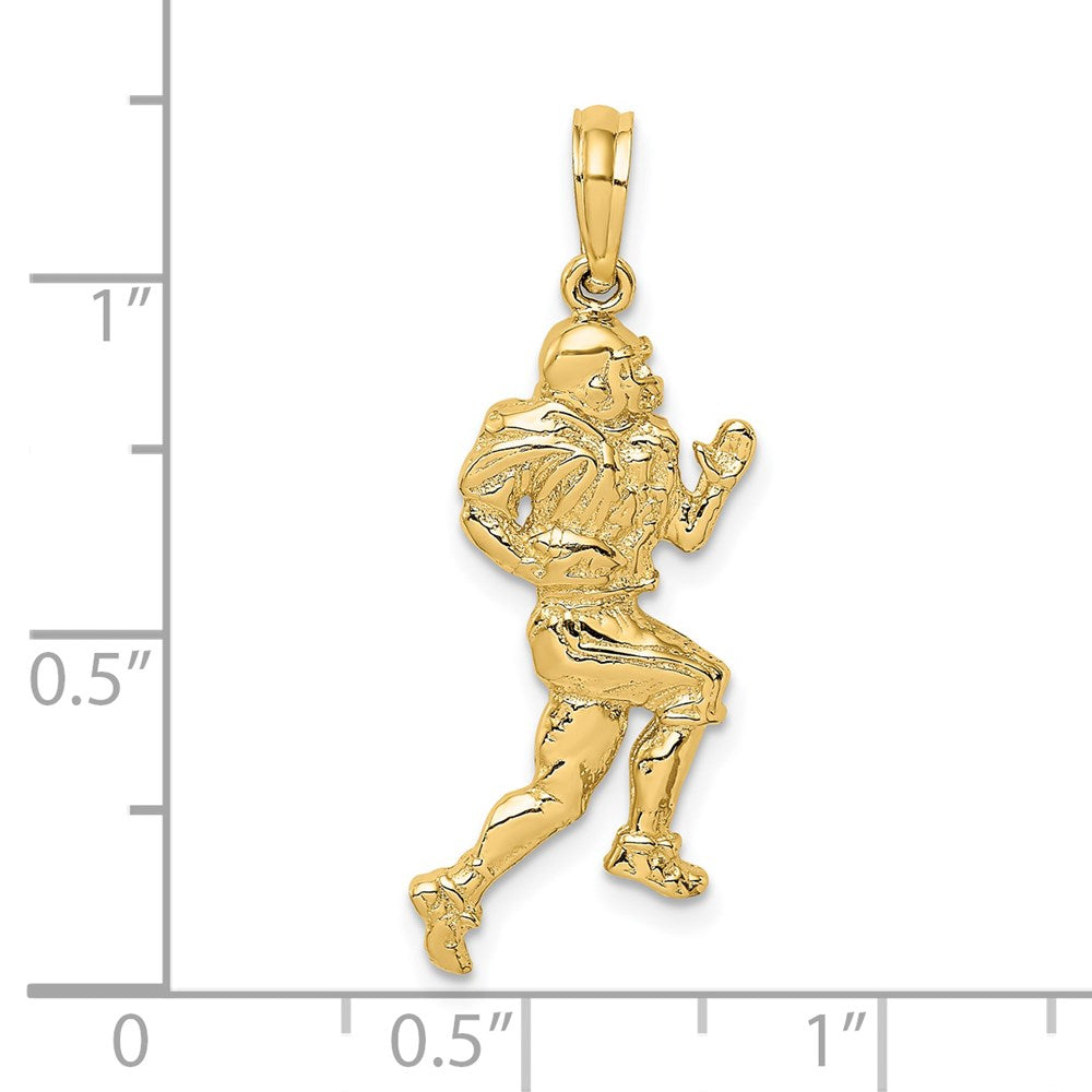 14k Yellow Gold Polished Running Football Player Charm