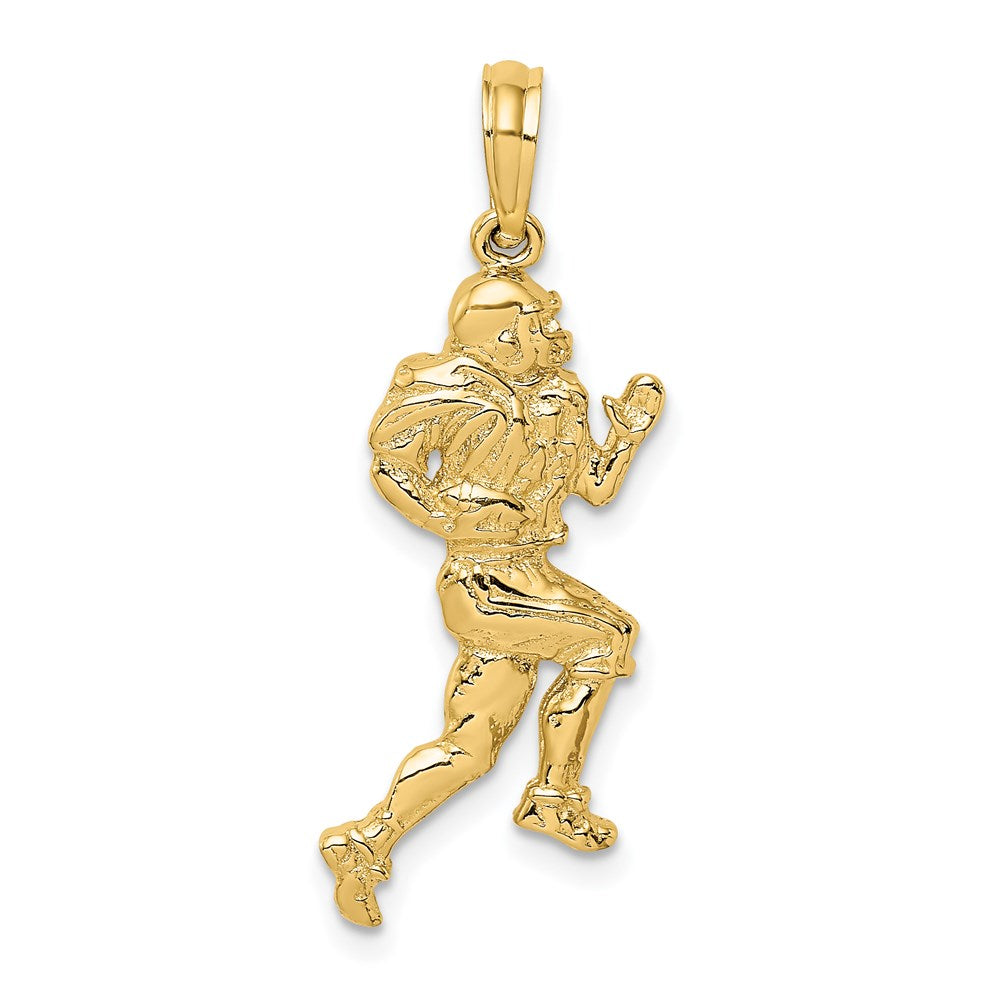 14k Yellow Gold Polished Running Football Player Charm