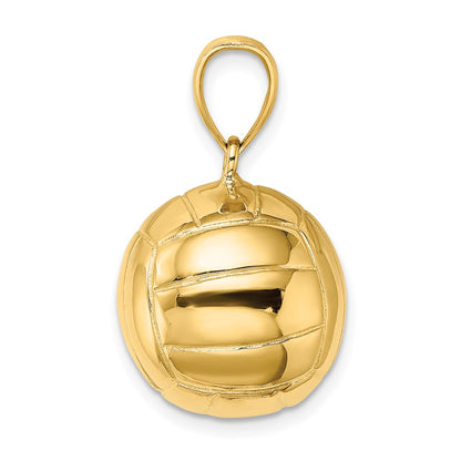 14k Yellow Gold Polished 3-D Volleyball Charm