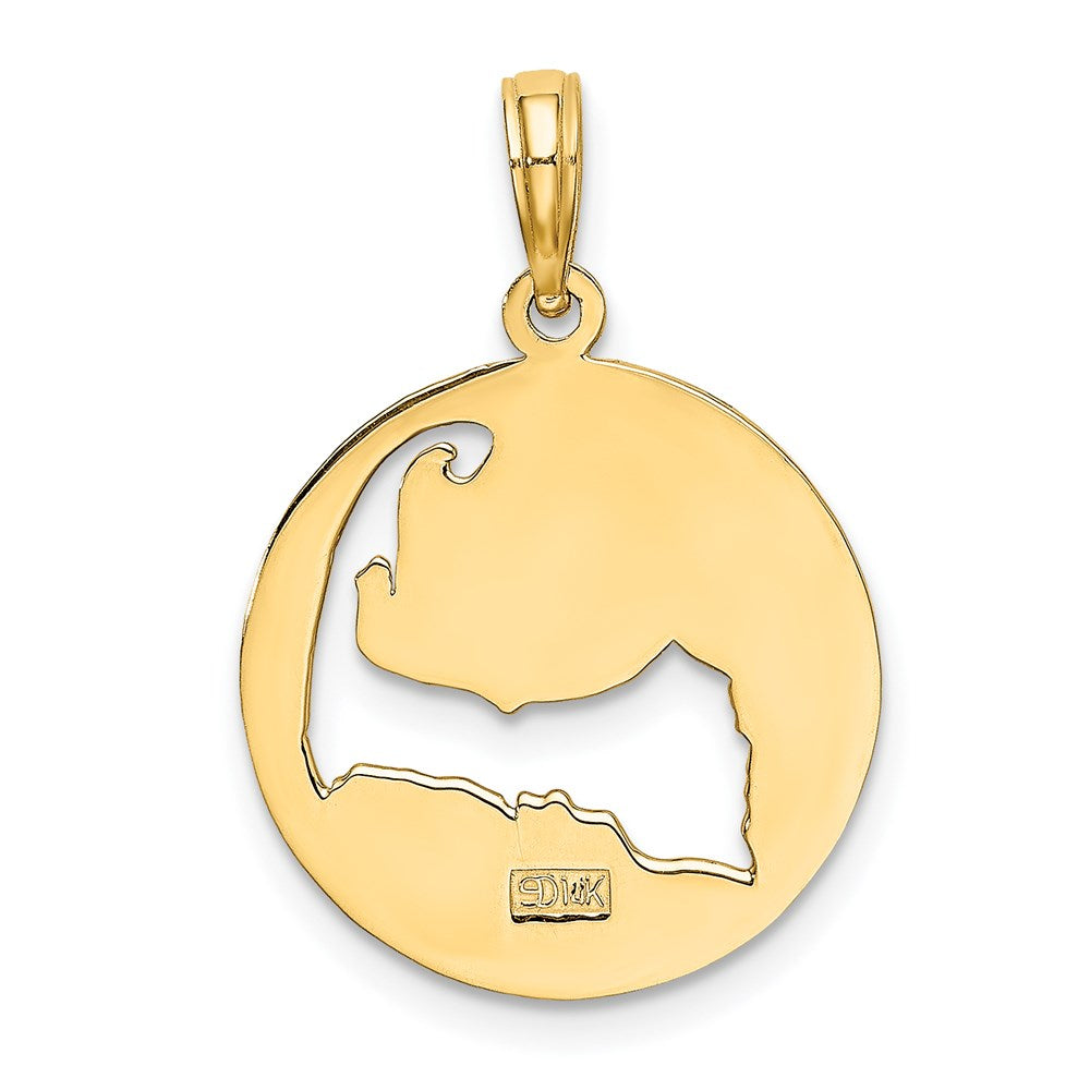 14k Yellow Gold Polished Cut-Out CAPE COD Map Charm