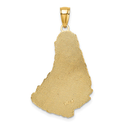 14k Yellow Gold Textured BARBADOS Map Charm