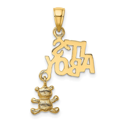 14k Yellow Gold Moveable ITS A BOY with Teddy Bear Charm