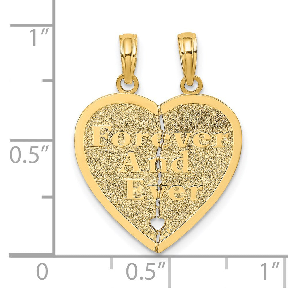 14k Yellow Gold FOREVER AND EVER Break-Apart Heart Charm
