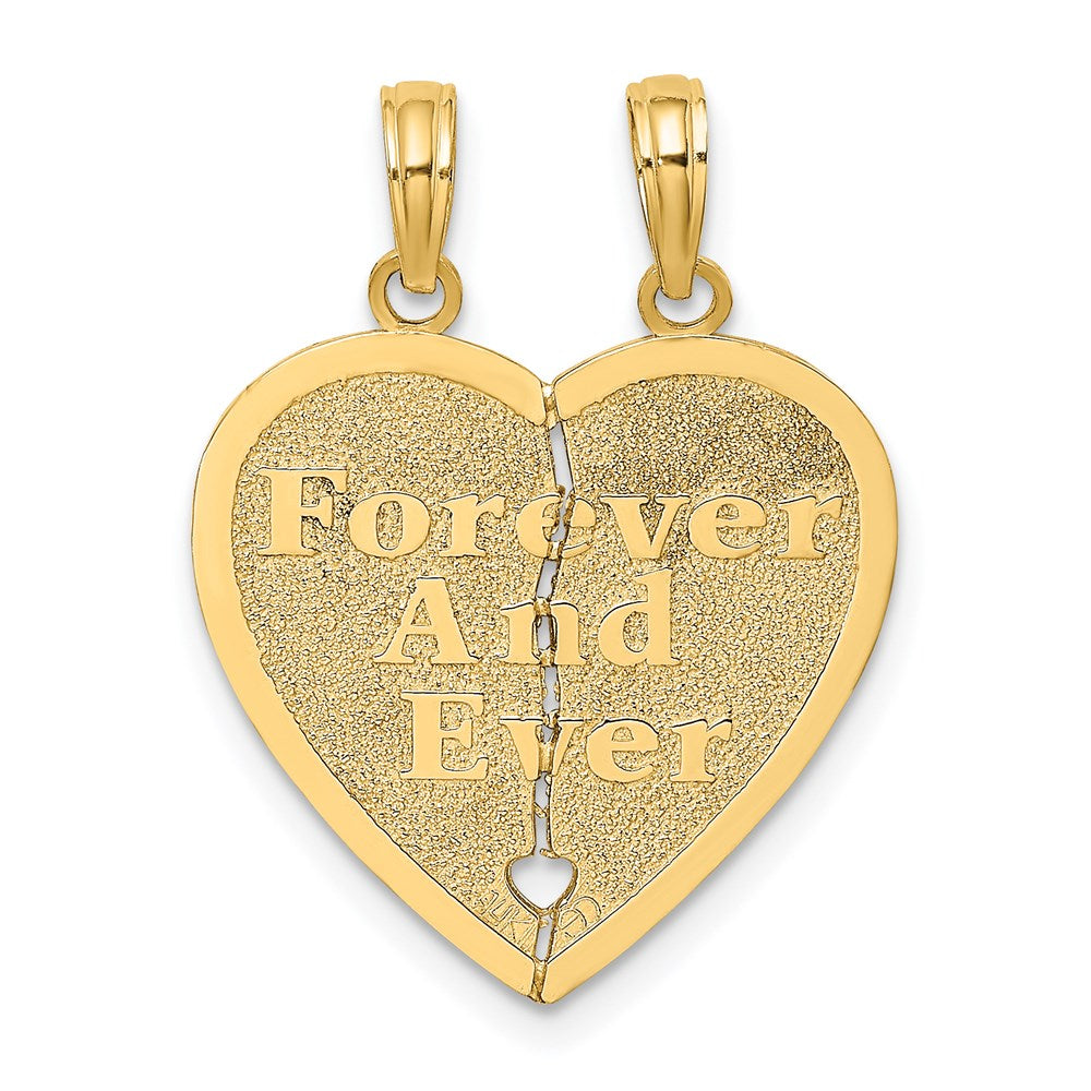 14k Yellow Gold FOREVER AND EVER Break-Apart Heart Charm