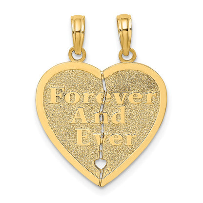 14k Yellow Gold FOREVER AND EVER Break-Apart Heart Charm