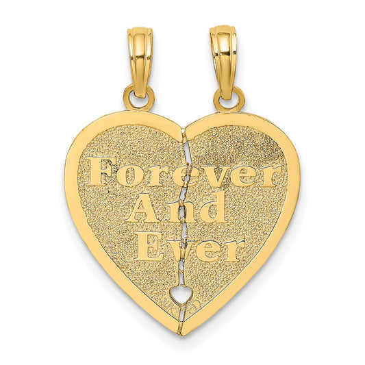 14k Yellow Gold FOREVER AND EVER Break-Apart Heart Charm