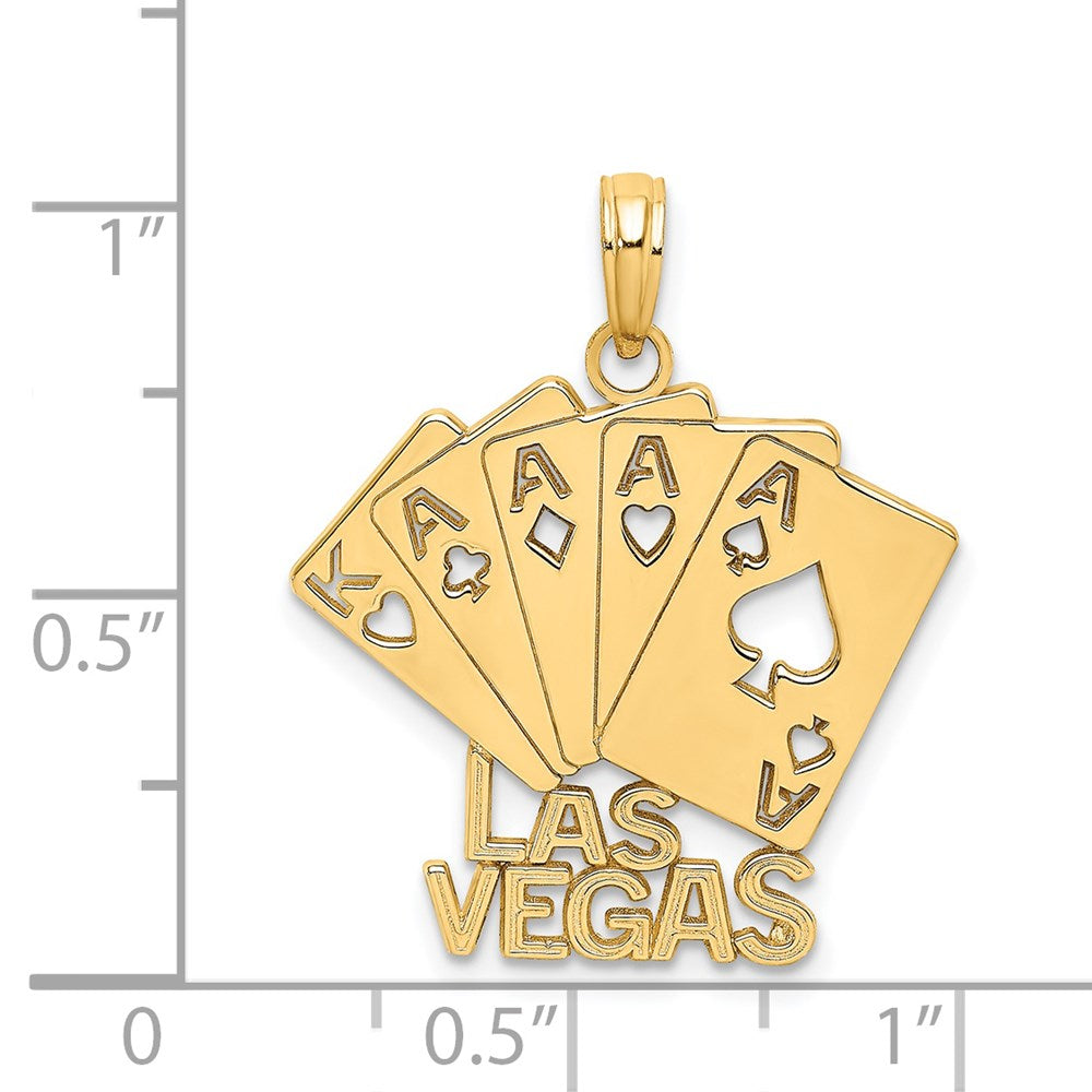 14k Yellow Gold LAS VEGAS w/ Playing Cards Charm