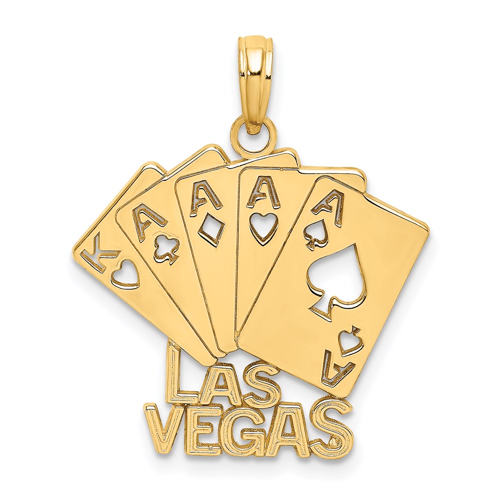 14k Yellow Gold LAS VEGAS w/ Playing Cards Charm