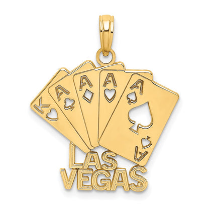 14k Yellow Gold LAS VEGAS w/ Playing Cards Charm