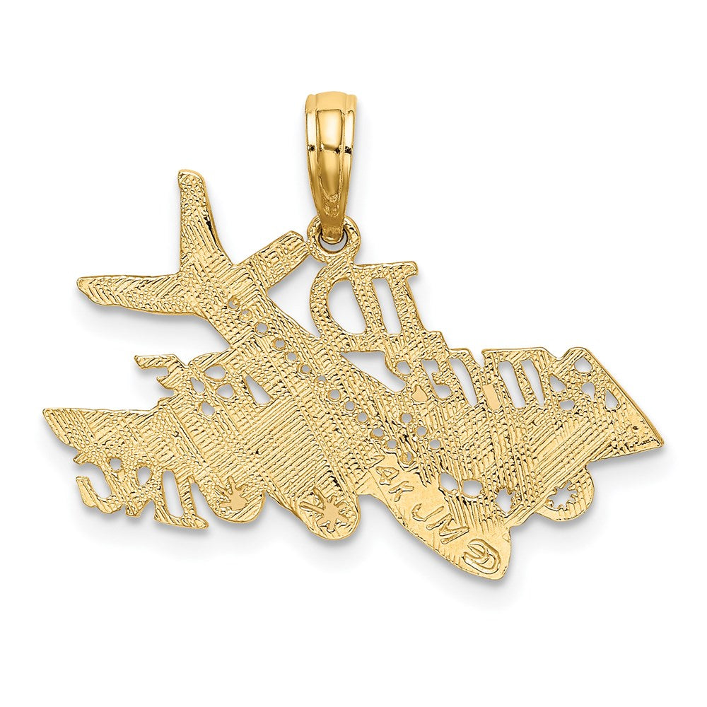 14k Yellow Gold ID RATHER BE FLYING Charm