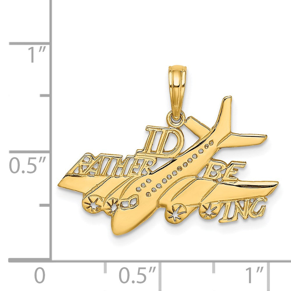 14k Yellow Gold ID RATHER BE FLYING Charm
