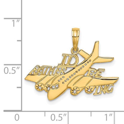 14k Yellow Gold ID RATHER BE FLYING Charm