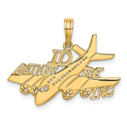 14k Yellow Gold ID RATHER BE FLYING Charm