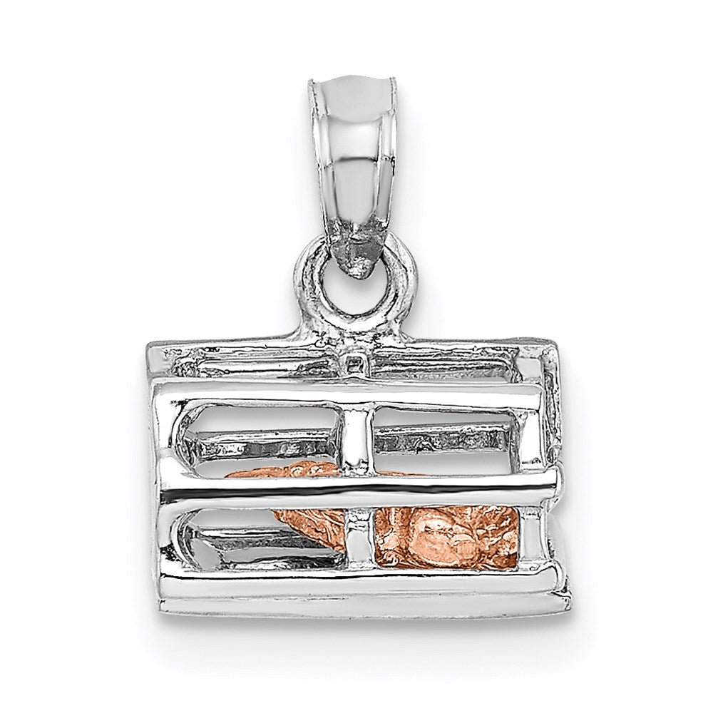 14k White/Rose Gold Two-tone Gold 3D Lobster Trap Moveable Charm