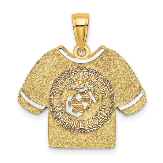 14k Yellow u0026 Rhodium Gold w/Rhodium US MARINE CORPS T-Shirt Charm