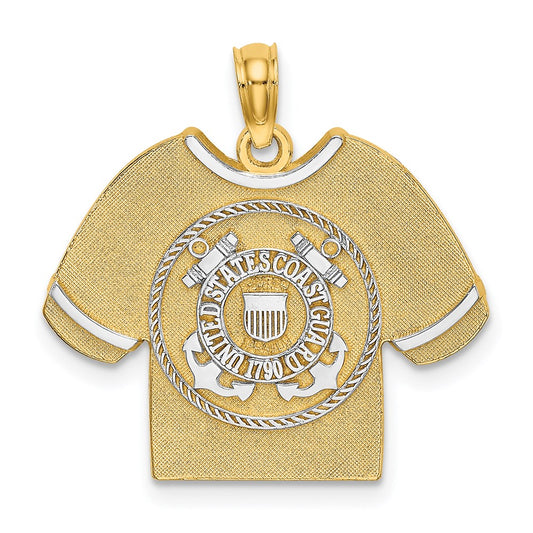 14k Yellow u0026 Rhodium Gold w/Rhodium US COAST GUARD T-Shirt Charm