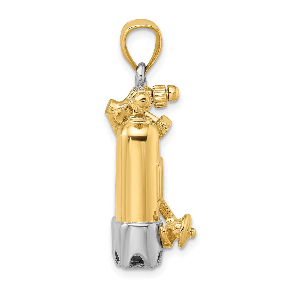 14k Yellow u0026 Rhodium Gold w/Rhodium 3-D Double Scuba Tanks W/Air Hose Charm