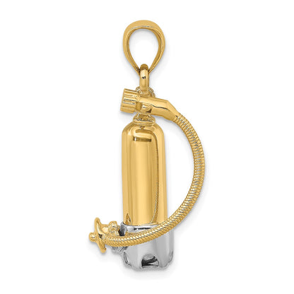 14k Yellow u0026 Rhodium Gold w/Rhodium 3-D Single Scuba Tank W/ Hose Charm