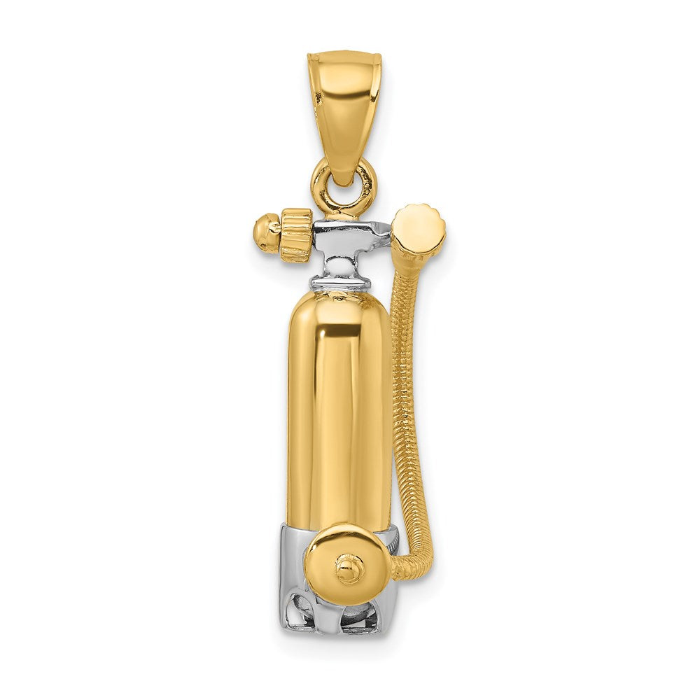 14k Yellow u0026 Rhodium Gold w/Rhodium 3-D Single Scuba Tank W/ Hose Charm