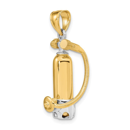 14k Yellow u0026 Rhodium Gold w/Rhodium 3-D Single Scuba Tank W/ Hose Charm