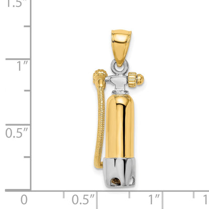 14k Yellow u0026 Rhodium Gold w/Rhodium 3-D Single Scuba Tank W/ Hose Charm