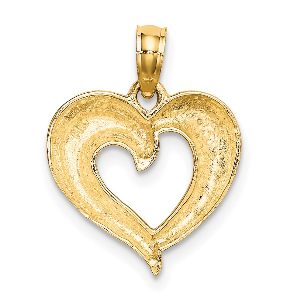 14k Yellow u0026 Rhodium Gold w/ RH Polished and Textured Heart Charm