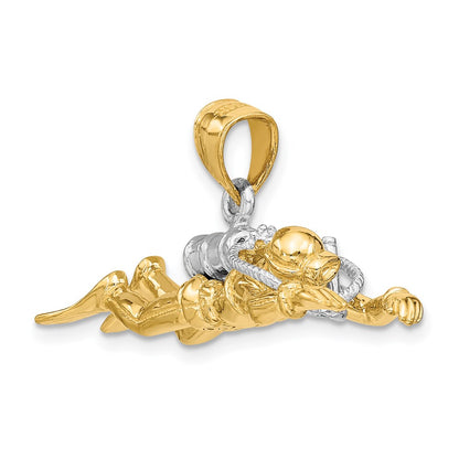 14k Yellow u0026 Rhodium Gold w/Rhodium 3-D Male Scuba Diver Charm