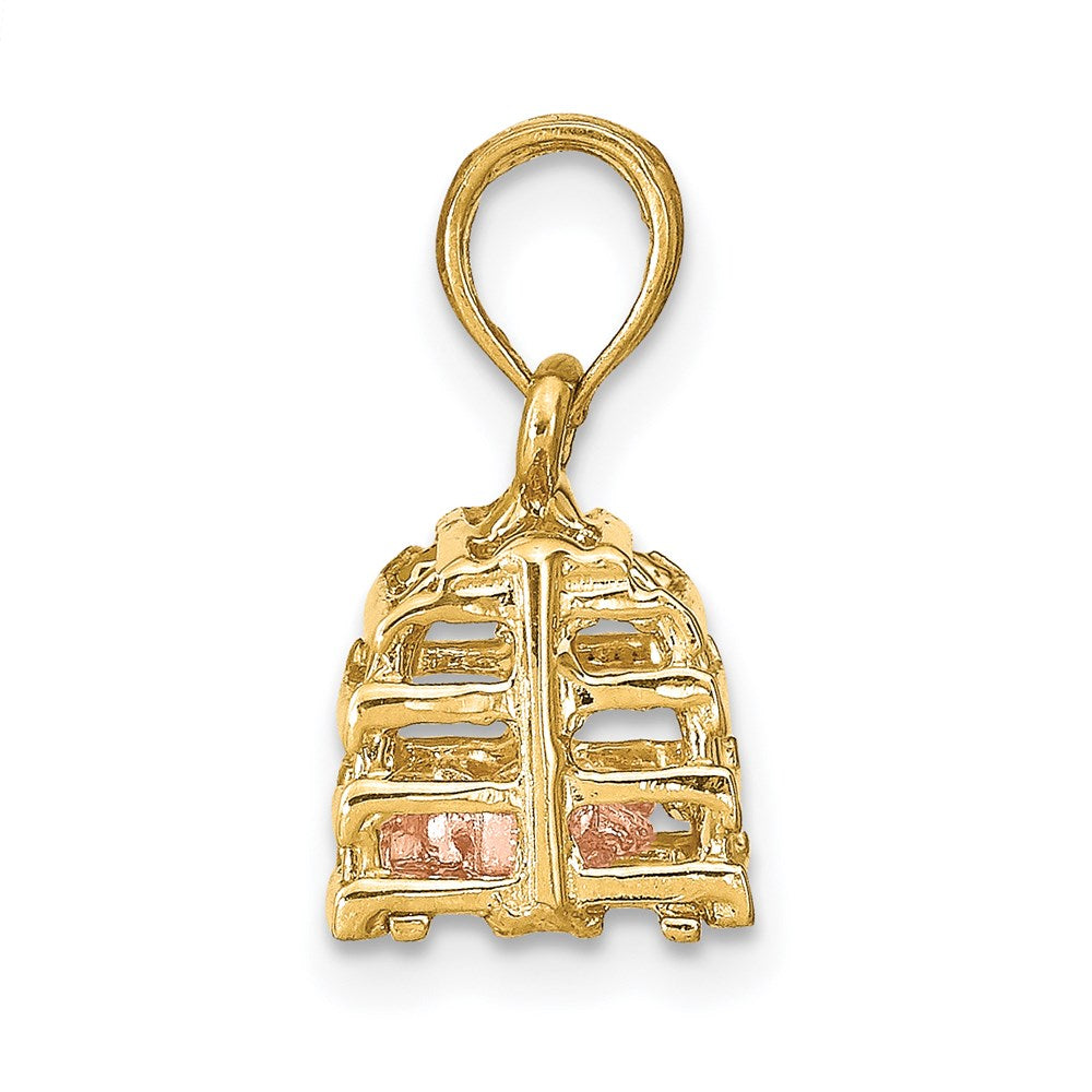 14k Two-tone Gold Two-tone Gold Moveable 3-D Lobster(Pink)In Trap
