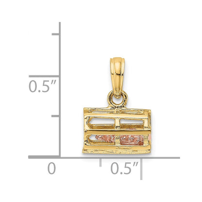 14k Two-tone Gold Two-tone Gold Moveable 3-D Lobster(Pink)In Trap