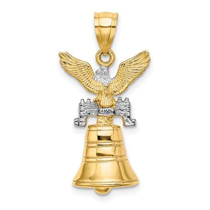 14k Yellow u0026 Rhodium Gold w/Rhodium 3D Moveable Liberty Bell w/Eagle Top Charm