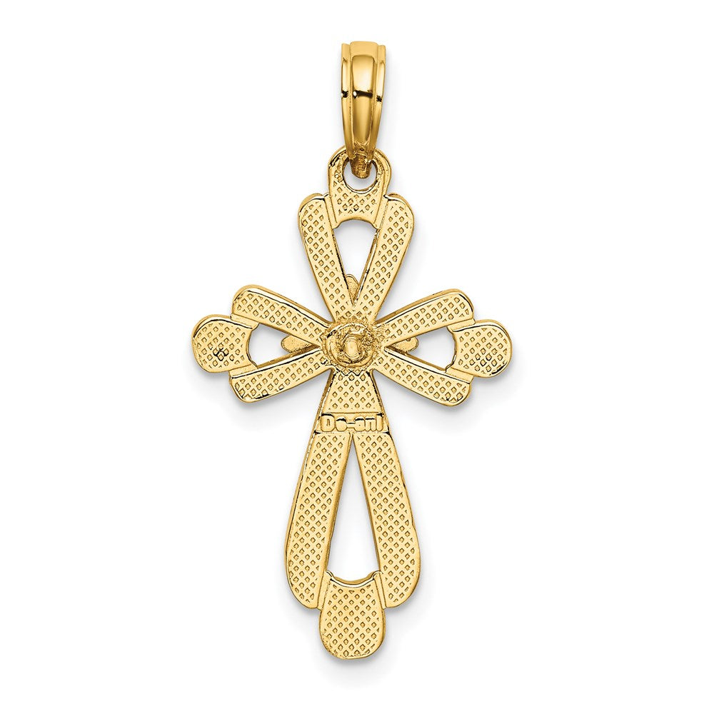 14k Yellow u0026 Rhodium Gold W/ Rhodium Polished Fancy Cross Charm