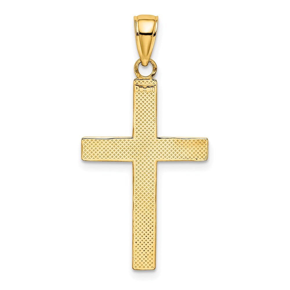 14k Yellow u0026 Rhodium Gold W/ Rhodium Polished Tubular Cross Charm