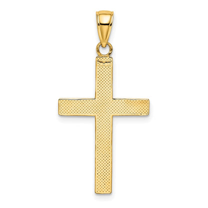 14k Yellow u0026 Rhodium Gold W/ Rhodium Polished Tubular Cross Charm