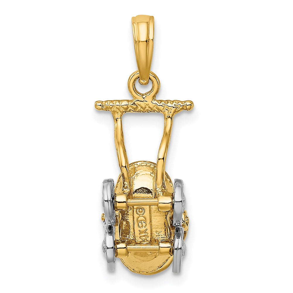 14k Yellow u0026 Rhodium Gold w/ Rhodium 3-D Baby Stroller w/ Moveable Wheels Charm