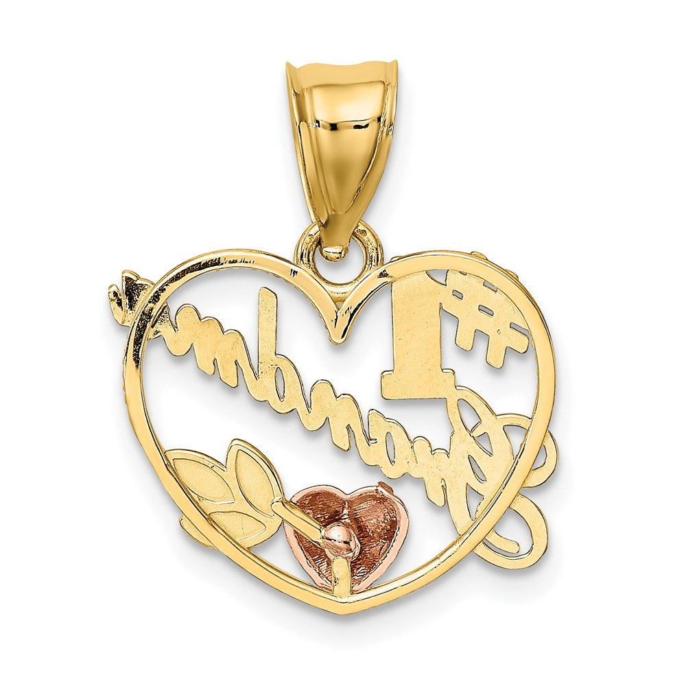 14k Two-tone Gold Two-tone Gold #1 GRANDMA In Heart Frame Charm