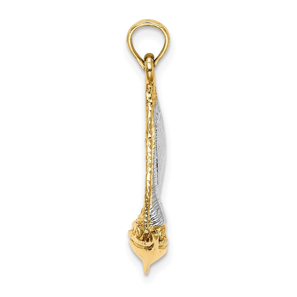 14k Yellow u0026 Rhodium Gold W/ Rhodium 3-D Polished Sailboat Charm