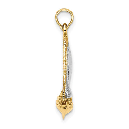 14k Yellow u0026 Rhodium Gold W/ Rhodium 3-D Polished Sailboat Charm