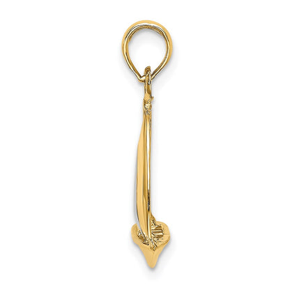 14k Yellow u0026 Rhodium Gold w/ Rhodium 3-D Polished Sailboat Charm