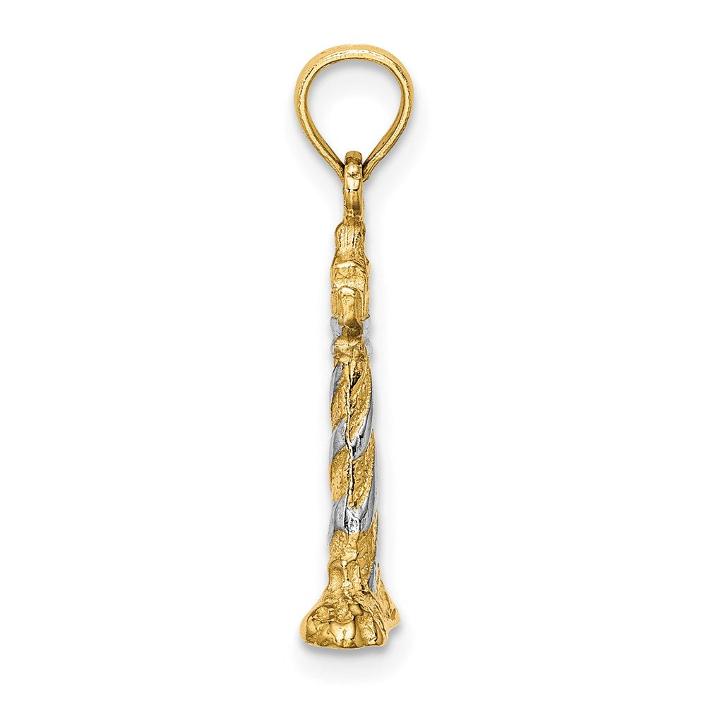 14k Yellow u0026 Rhodium Gold W/Rhodium 3-D Lighthouse Charm