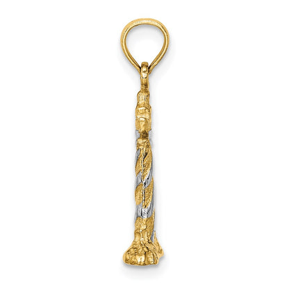 14k Yellow u0026 Rhodium Gold W/Rhodium 3-D Lighthouse Charm