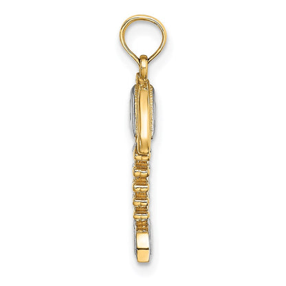 14k Yellow u0026 Rhodium Gold w/Rhodium 3-D Fishbone Charm
