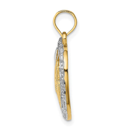 14k Yellow u0026 Rhodium Gold w/ Rhodium Textured #1 MOM In Heart Charm