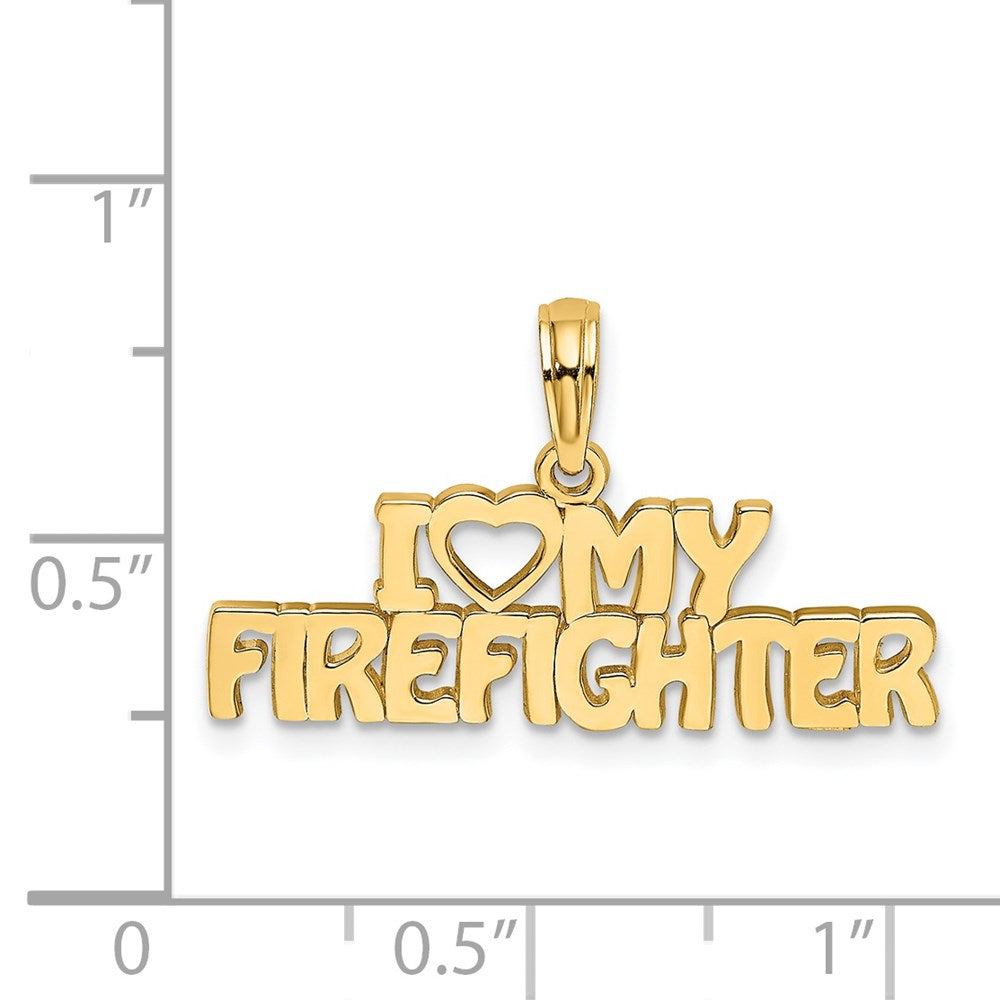 14k Yellow Gold I LOVE MY FIREFIGHTER Charm