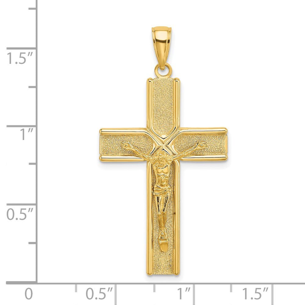 14k Yellow Gold W/ Satin Finish Crucifix Charm