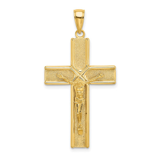 14k Yellow Gold W/ Satin Finish Crucifix Charm