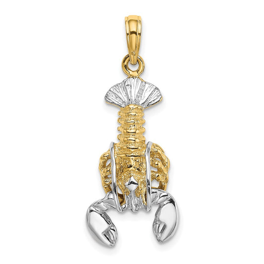 14k Yellow u0026 Rhodium Gold with White Rhodium Moveable Lobster Charm