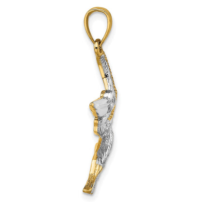 14k Yellow u0026 Rhodium Gold with White Rhodium Flying Pelican Charm