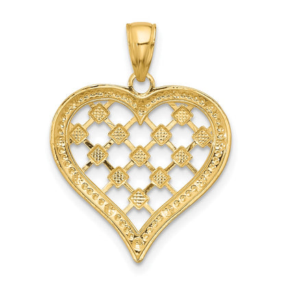 14k Yellow u0026 Rhodium Gold w/ Rhodium Edge Diamond-cut Heart Charm