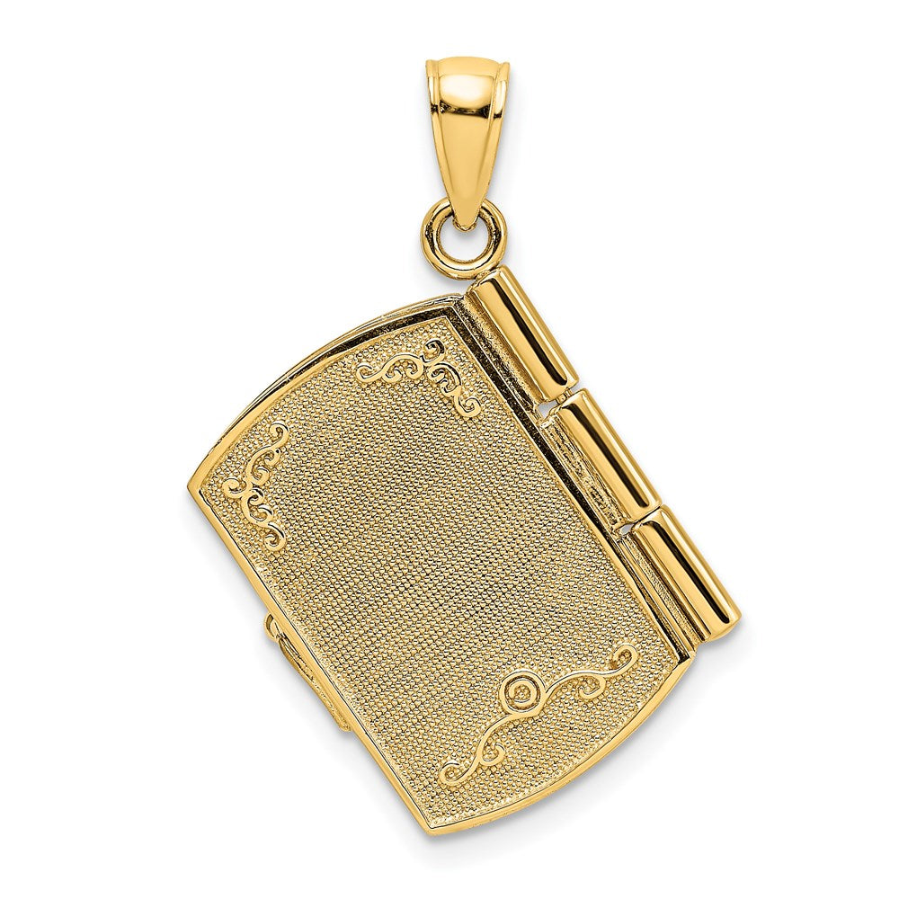 14k Yellow u0026 Rhodium Gold w/Rhodium 3-D Footprints Book W/ Prayer Inside Charm