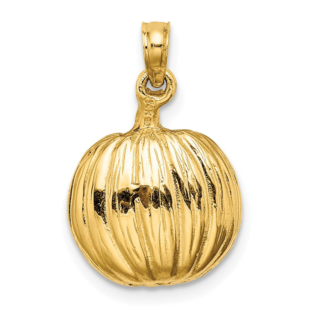 14k Yellow u0026 Rhodium Gold w/Rhodium 3-D Jack-o-Lantern w/Enameled Black Cat and Moon Charm
